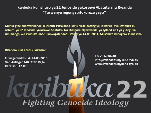 Invitation to the 22th Commemoration of the genocide of Tutsis in Rwanda