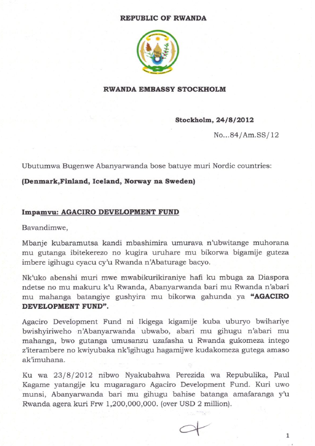 AGACIRO DEVELOPMENT FUND